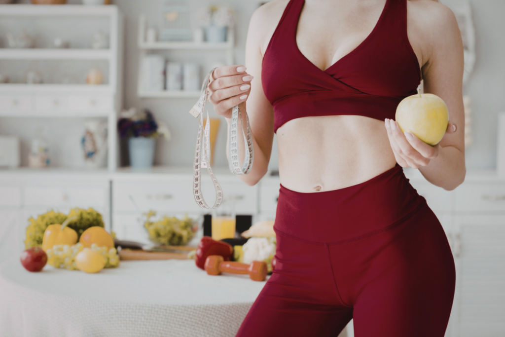 ピラティスと食事で身体づくりを目指すイメージ